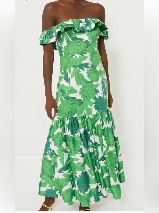 Hyacinth House Dresses & Skirts - Hyacinth House Green Dandelion Floral Off-The Shoulder Giselle Dress Size M